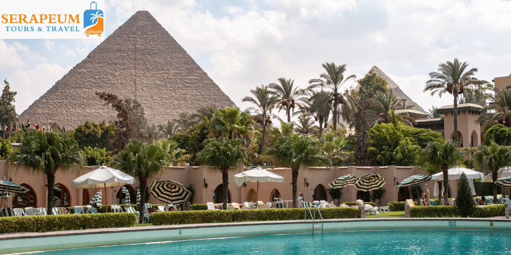 Pyramids of Giza near Cairo in Egypt for first-time visitors