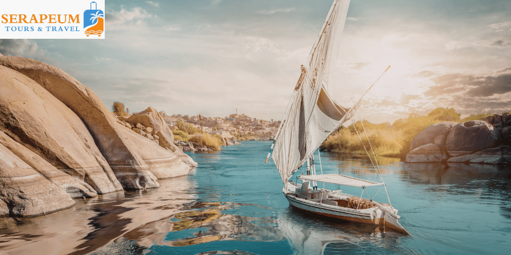 Nile River scenery in Aswan Egypt