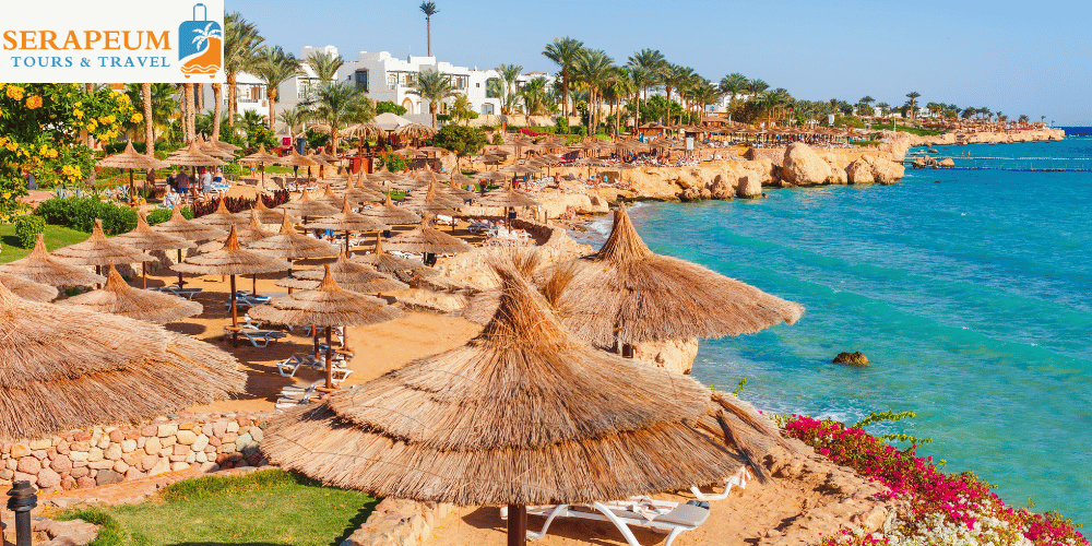 Red Sea beach destination in Egypt with clear turquoise water