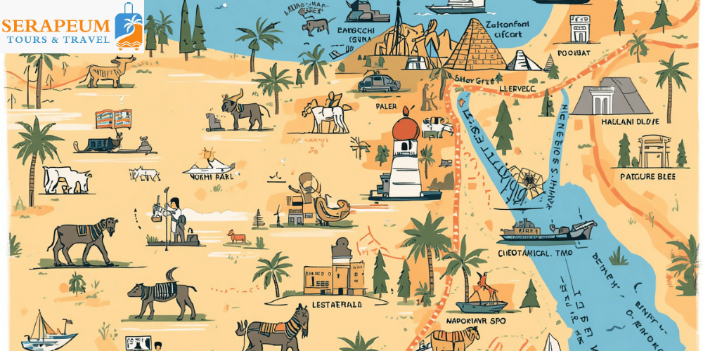 map showing Cairo to Luxor Egypt travel route