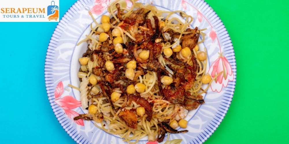 Traditional Egyptian Koshary meal.