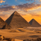 Panoramic view of the three Giza Pyramids in Egypt